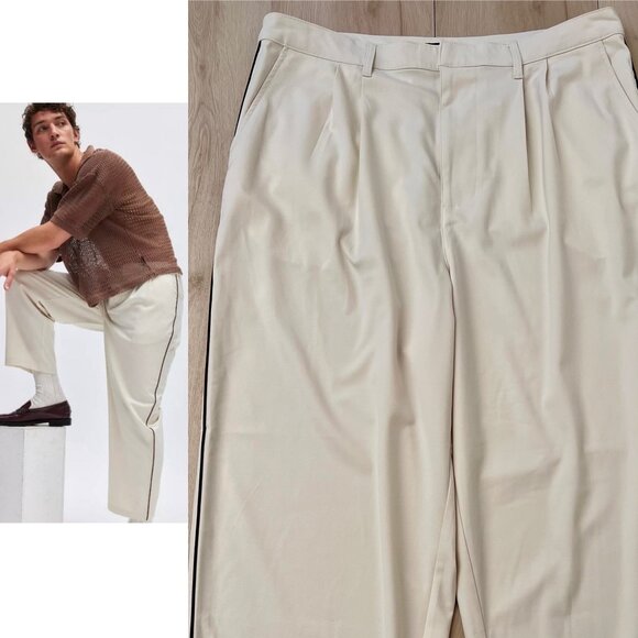 NWT Standard Cloth Jason Piping Pleated Trouser Pant Size 38 / Eclectic Grandpa - Picture 1 of 12